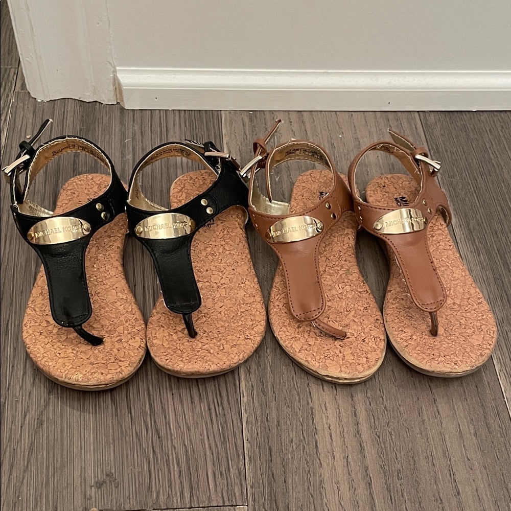 11Toddler Michael Kors Black & Brown Sandals with Gold Details bundle